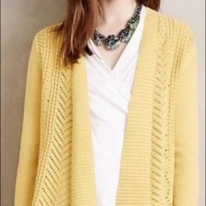 Rosie Neira Yellow Crochet Long Sleeve Cardigan; XS Women’s